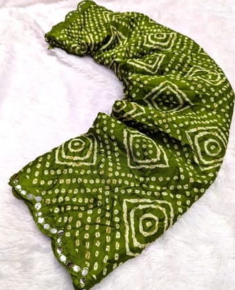 Bandhani print in moss silk