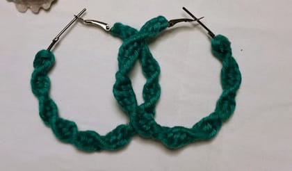 Handmade Green Crochet Hoops - Bohemian Jewelry