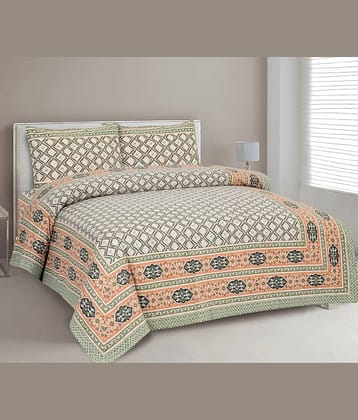 CLOTHORO Cotton 1 Double King Bedsheet with 2 Pillow Covers ( Multicolor )