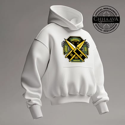 Chhaava: The Battle Shield Edit - White Hoodie-S