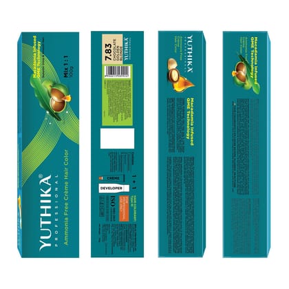 Yuthika Professional Creme Hair Color 7.83 Chocolate Golden Blonde 100gm, Permanent Hair Colour, Salon Hair Colour