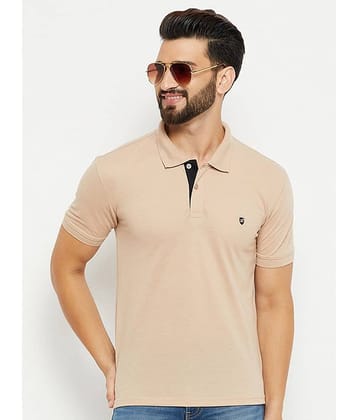 XFOX - Beige Cotton Blend Regular Fit Men's Polo T Shirt ( Pack of 1 )