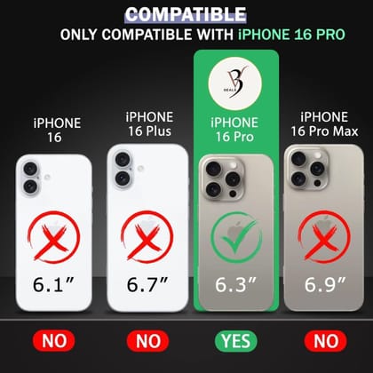 V3Deals Protective Hard Transparent Case Compatible with iPhone 16 Pro | Raised Camera Bump | Non-Yellowing Rigid PC Back | Shock Absorbing Corners (iPhone 16 Pro)
