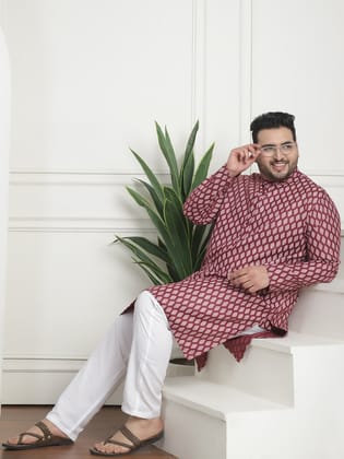 Men's Cotton Blend Printed Maroon Pyjama-46