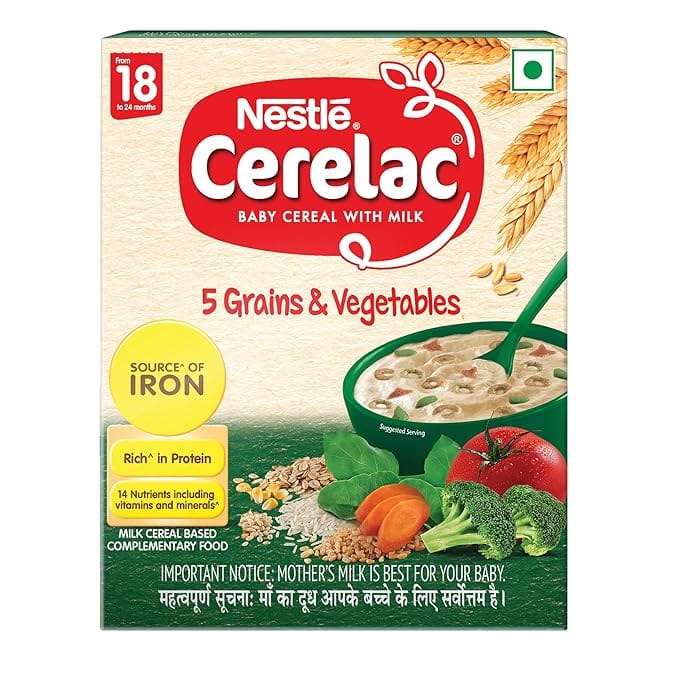 Nestle Cerelac Baby Cereal - With Milk, 5 Grains &amp; Vegetables, From 18 To  24 Months