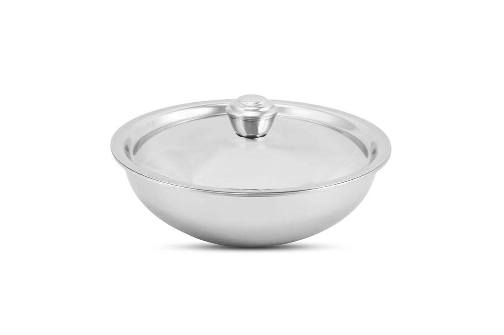 Nidhi Triply Tasra 200 Mm | 1.7 LTR Volume | 2.5 Mm Thickness | Ss Lid (Triply Tasra 200 Mm)