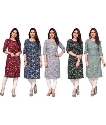 KETAKI FASHION Crepe Printed Straight Women's Kurti - Multicolor4 ( Pack of 5 )