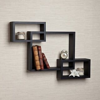 Onlinecrafts Wooden Wall Shelf Wooden Wall Shelf (Number Of Shelves - 3, Black)