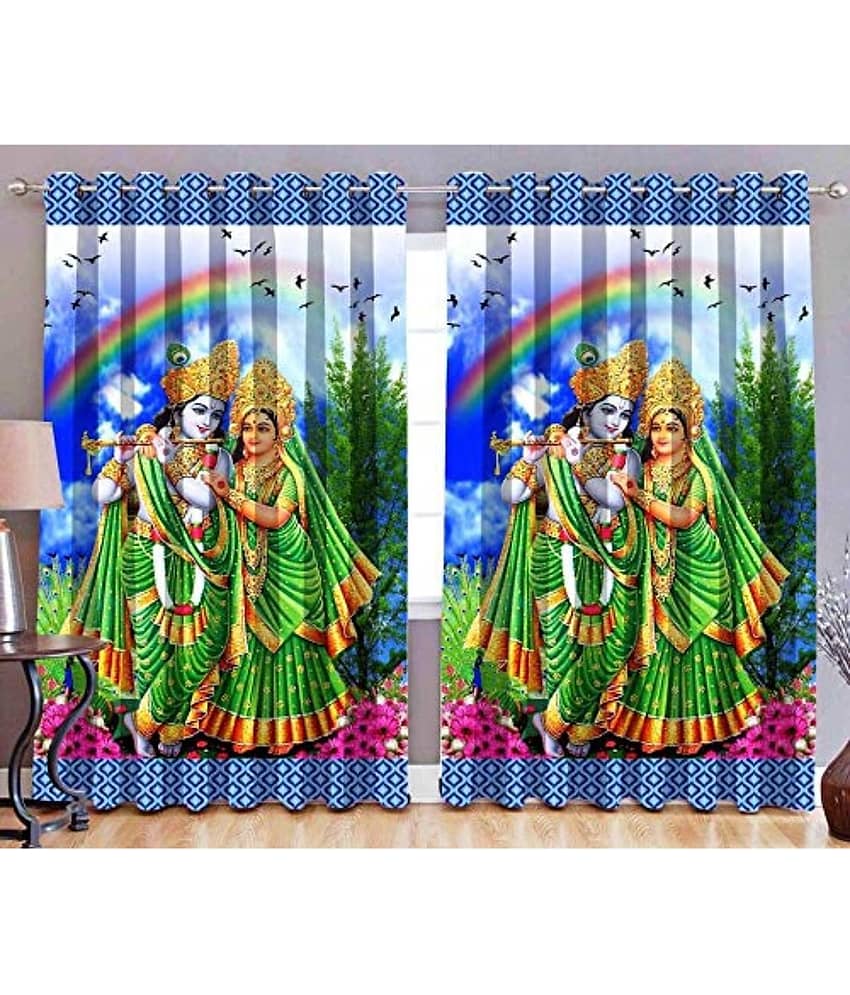BELLA TRUE Abstract Semi-Transparent Eyelet Curtain 5 ft ( Pack of 2 ) - Multicolor