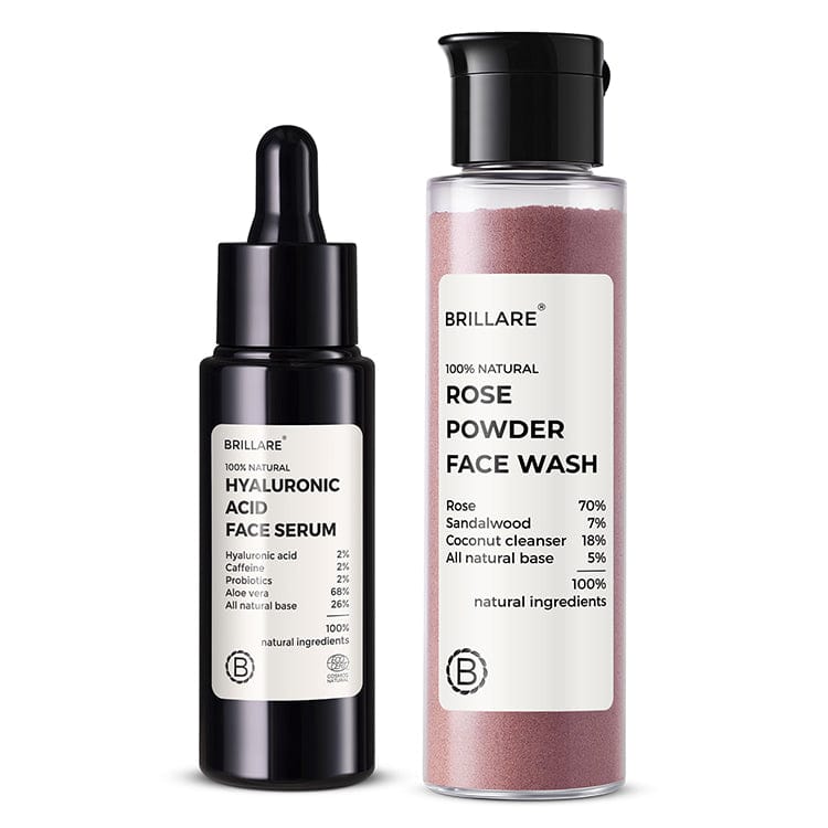 2% Hyaluronic Acid Face Serum & Rose Powder Face Wash (30g) Combo For youthful Skin