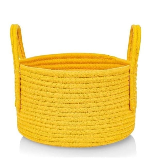 Generic Cotton Pack Of_1 Basket 7x5 Inch Storage Basket For Clothes (Yellow)-PID66475
