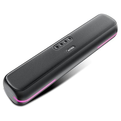 Intex Beast 20X Newly Launched 20W BT Soundbar with 360 Surround Sound, Rhythmic RGB Light, 52mm4 Drivers, 5hrs Playback Time, TWS Feature, Type C Fast Charging, BT V5.4, USB/AUX/TF (Black)