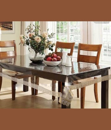 CASA FURNISHING Self Design PVC 6 Seater Rectangle Table Cover ( 228 x 152 ) cm Pack of 1 Gold