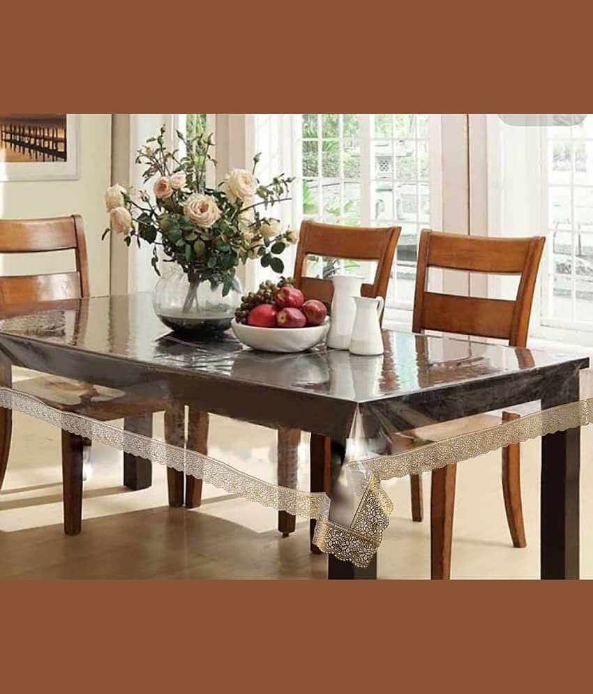 CASA FURNISHING Self Design PVC 6 Seater Rectangle Table Cover ( 228 x 152 ) cm Pack of 1 Gold