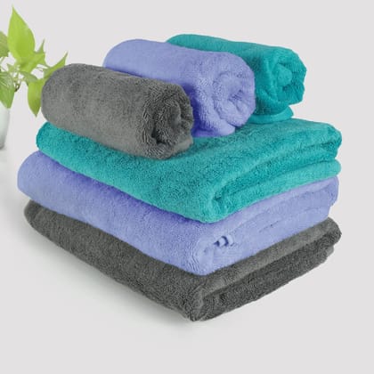 Heelium Bamboo Bath & Hand Combo - Set of 6-Stone Grey | Ocean Teal | Pale Iris