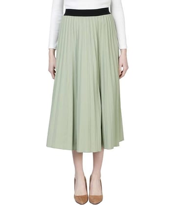 NUEVOSDAMAS Poly Crepe A-Line Skirt - Green Single