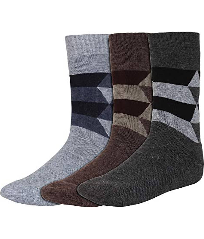 Creature - Woollen Men's Printed Multicolor Mid Length Socks ( Pack of 3 )