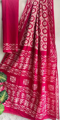 Hand block printed cotton mul saree with blouse.....Size 6.5 with blouseNatural dye n colourPure cotton (92*80)Pure hand ( without skrin chemical),,