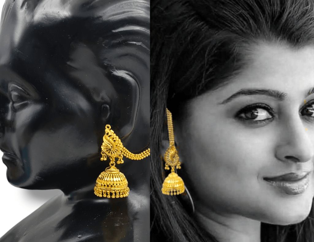 Opulent Gold-Plated Double Curtain Jhumka Earrings – Traditional Indian Bridal Jewelry for Special Occasions