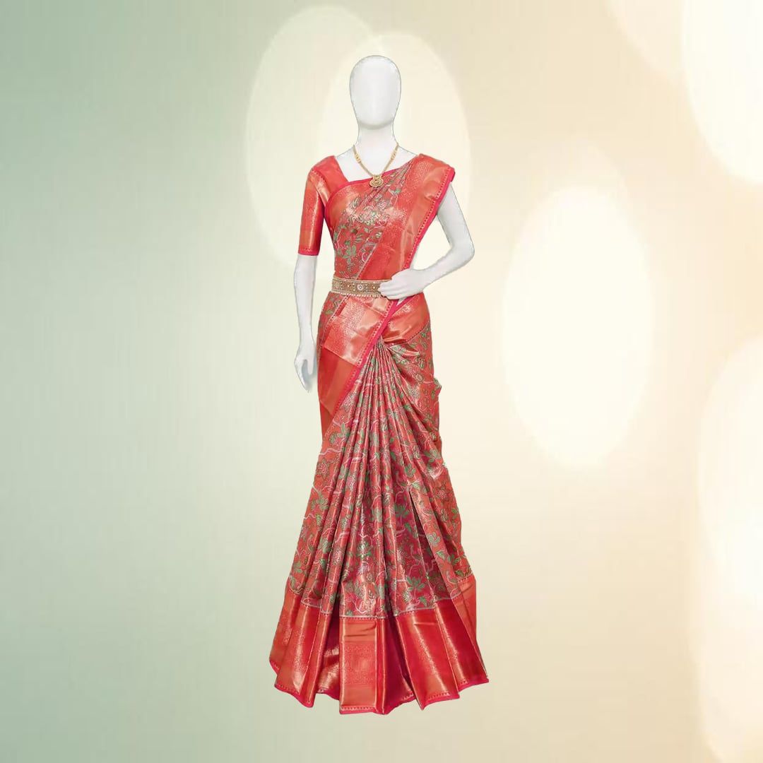 Traditional Red Pattu Silk Saree | Rich Zari Border | Festive & Wedding Wear