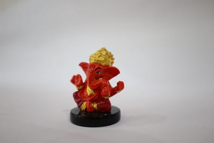 Red and Gold Ganesha Decorative Statue with Black Base, Hindu Deity Figurine, Handcrafted Religious Art Piece Red and Gold Ganesha Decorative Statue with Black Base, Hindu Deity Figurine, Handcrafted Religious Art Piece