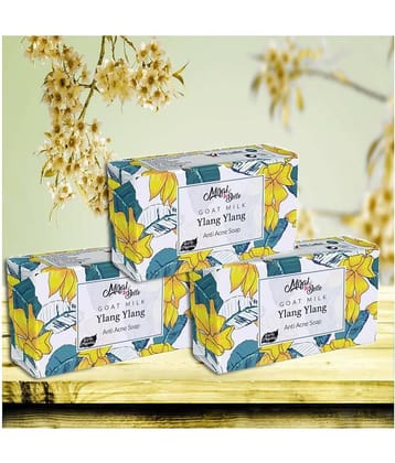 Mirah Belle - Organic Goat Milk, Ylang Ylang Anti Acne Soap 125gm (Pack of 3) - For Blemished, Acne Prone, Scarred Skin- Handmade Soap 375gm
