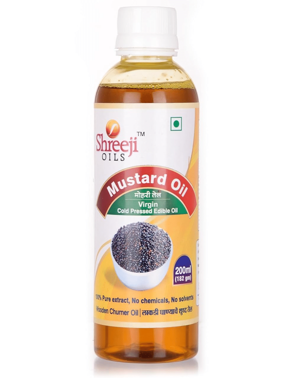 Shreeji Oils Mustard Virgin Cold Pressed Edible Oil, 200 ml