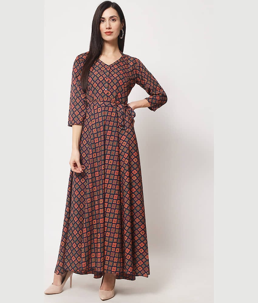 Rudrakriti - Blue Crepe Women's Gown ( Pack of 1 )
