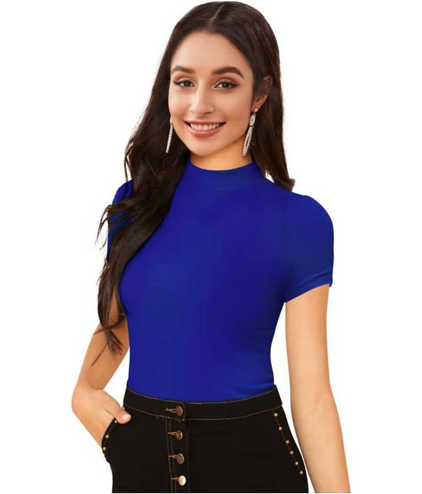 Dream Beauty Fashion Women's Cotton Blend Regular Top ( Blue )