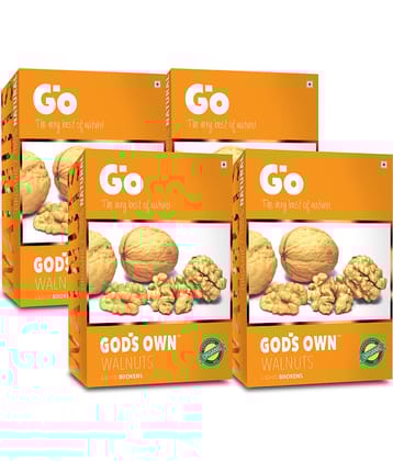 Go Organic Light Broken Walnuts Kernels (Without Shell), 1 Kg (250g x 4) | Fresh Crop | Healthy and Pure | Organic Walnuts Kernels