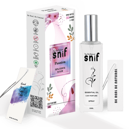 The Old Natural Spray Car Perfumes with Essential Oils Fragrance in Glass bottle with 2 Hanging Tags | Car Air Fresheners 50ml (Passion)