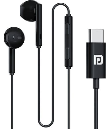 Portronics POR-2148 Type C Wired Earphone In Ear Passive Noise cancellation Black