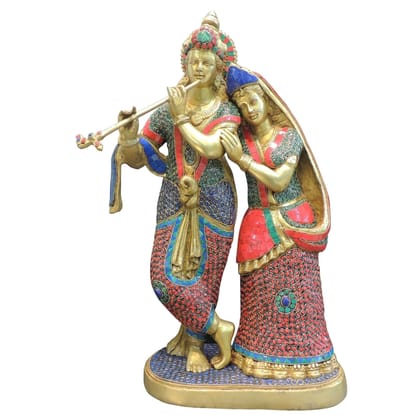 Brass Radha Krishna God Idol - Traditional Religious Showpiece, Height : 23 Inch (BSMAS399 P)
