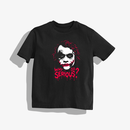 "joker" Inspired T-Shirt - Round Neck Drop Shoulder Graphic Printed Oversized Cotton T-shirt-S / Black