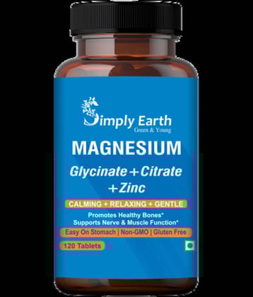 Simply Earth Magnesium Complex Supplements - 120 Veg Tablets With Magnesium Glycinate