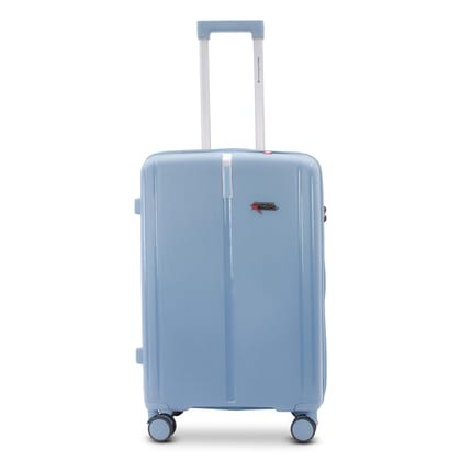 AMERICAN TRAVELLER Tokyo Polypropylene Luggage Trolley Bag Single Large| TSA-Type Lock, 360 degree Spinner Wheels, Durable Hard Shell Suitcase for Travel (1, Grey Blue, L (28))
