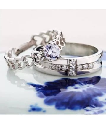 HEER COLLECTION - Silver Couple Ring ( Pack of 2 )