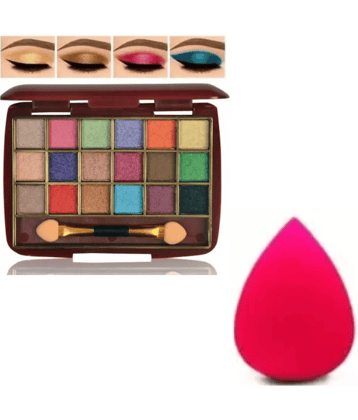 swenky 18color shimmer eyeshadow with beauty blender puff (Pack of 2)