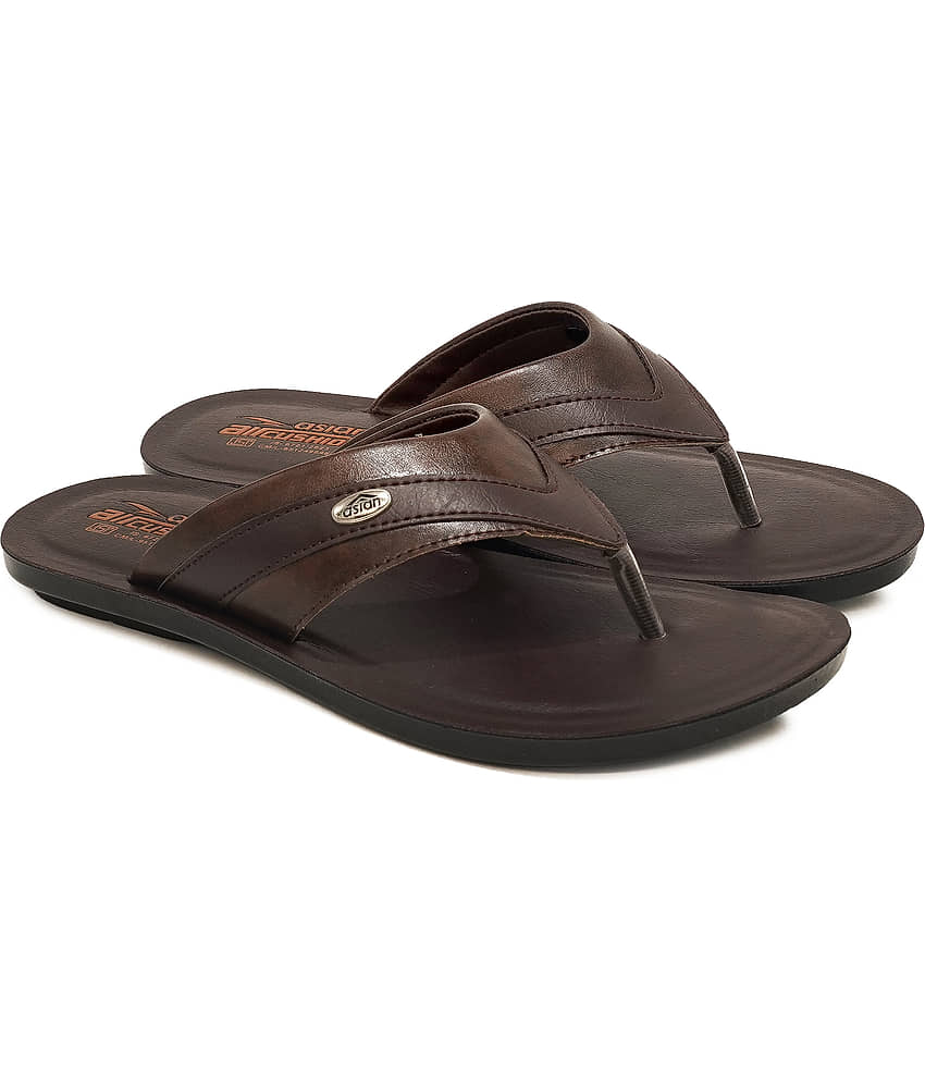 ASIAN Brown Men's Leather Slipper