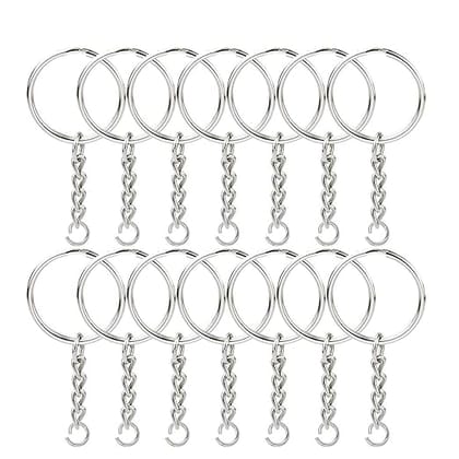 28mm Open Jump Ring Connector Key Case 24 Pieces (Silver)