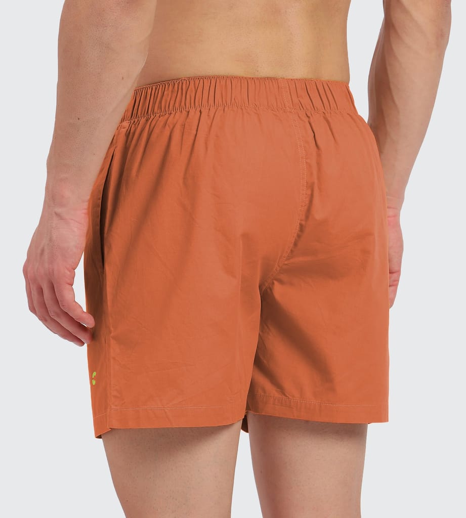 Freecultr Regular Fit Ultralight All Day Boxer Shorts for Men | 100% Cotton Fabric, Dual Deep Side Pocket, Microfibre Waistband Pack of 1-Orange