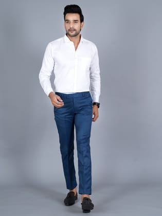 QVERR Slim Fit Men Light Blue Trousers
