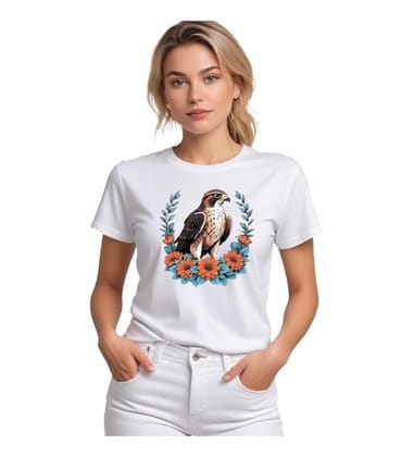Women's Polyester Solid Printed Round Neck Half Sleeve T-Shirt (White, M)-PID55661