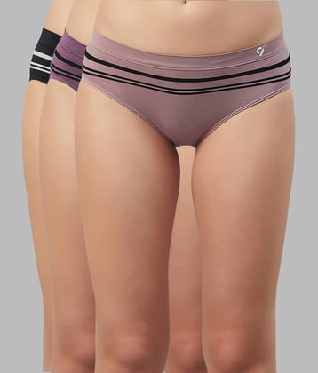 C9 Airwear Pack of 3 Nylon Solid Women's Bikini ( Multi Color )