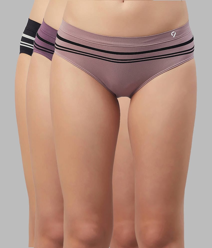 C9 Airwear Pack of 3 Nylon Solid Women's Bikini ( Multi Color )