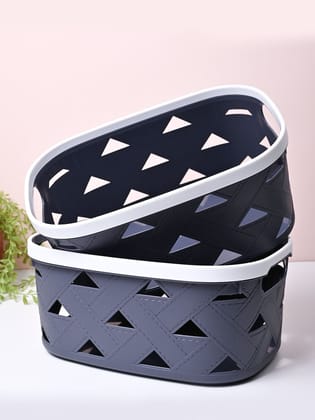 Grey Matte Rectangle Baskets (Set of 2)