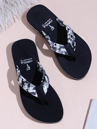FORVELA CamoCushion Ortho Doctor Slipper for Women-Black / 8 UK / 41 EURO