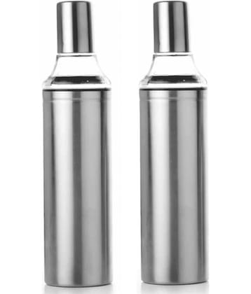 Visaxmi Steel Oil Dispenser Steel Silver Oil Container ( Set of 2 )