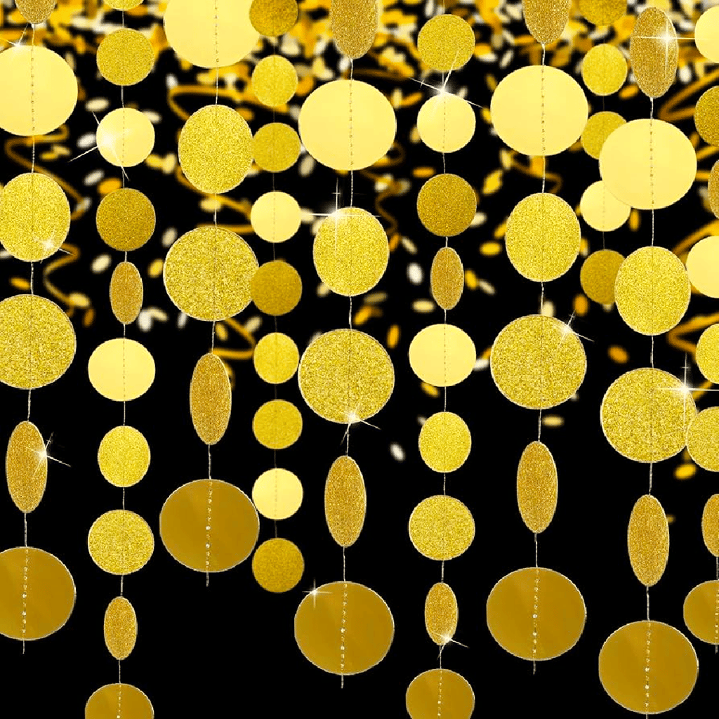 Glitter Round Golden String Decoration - 1PC - Party and Festive Needs | Buy online on ZillyBuy