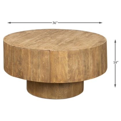 Wooden Round Desk Storage Coffee Table